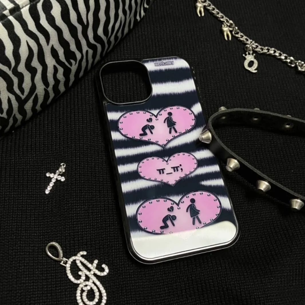 Phone Cases Customized - Casing HP Bergaris Hitam dan Pink