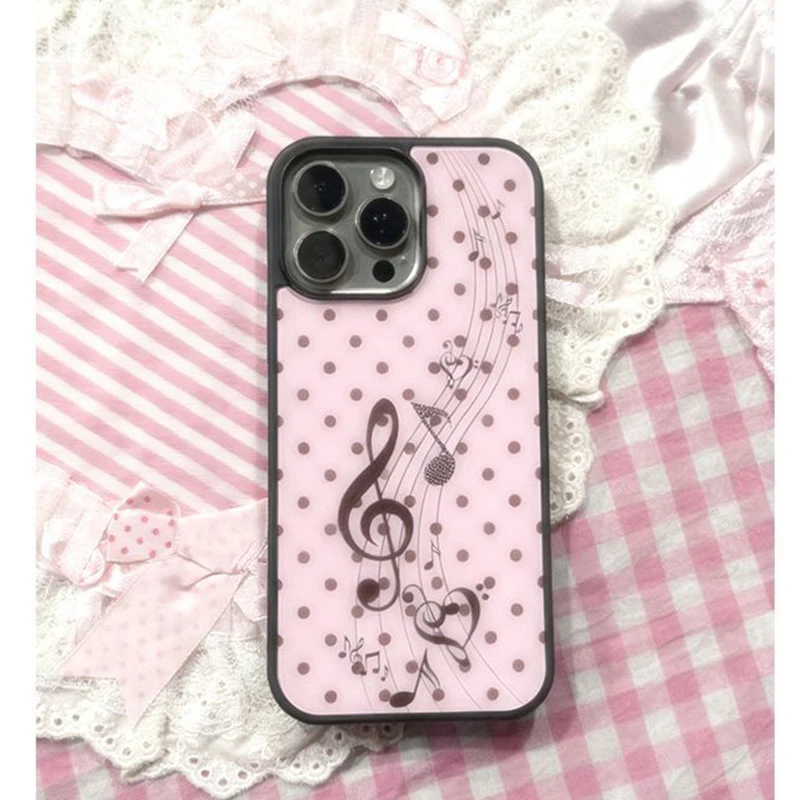 Phone Cases Polka Dot - Casing HP Korea Motif Pink Brown