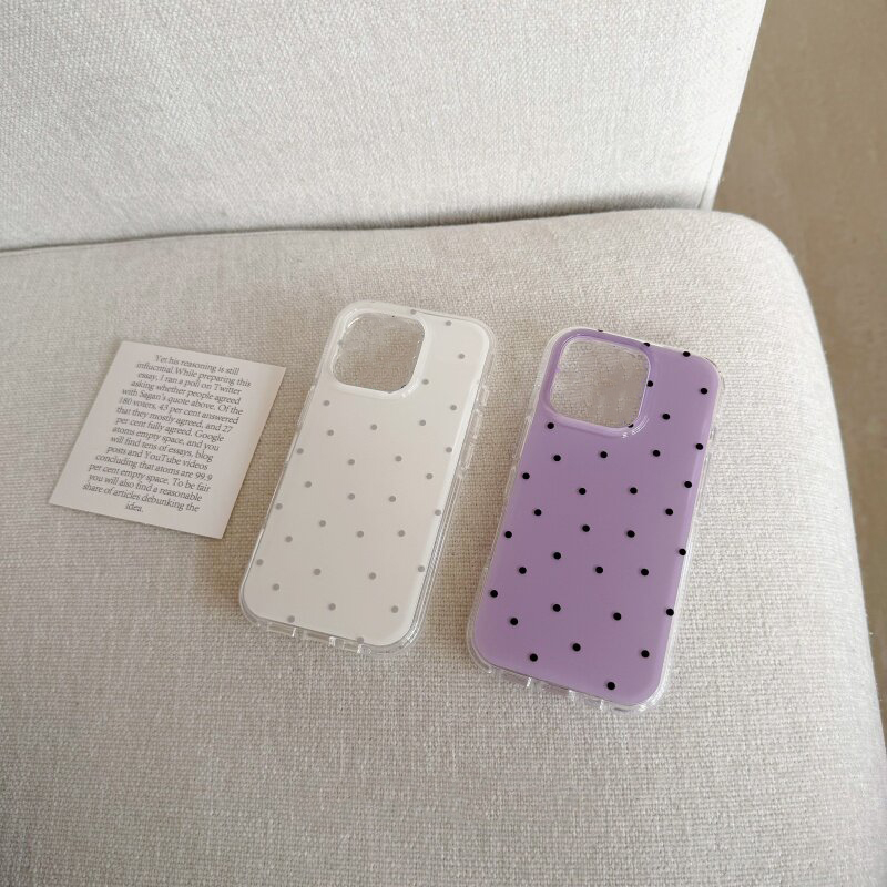 Phone Cases Polka Dot - Casing HP Korea Putih & Ungu