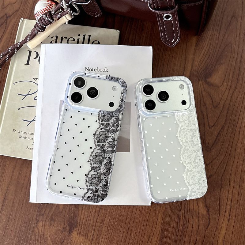 Phone Cases Polka Dot - Casing HP Motif Polkadot Renda Putih